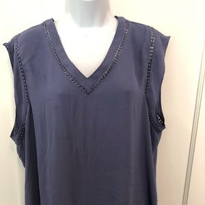 Soft Purple Embroidered Cap Sleeve Shell